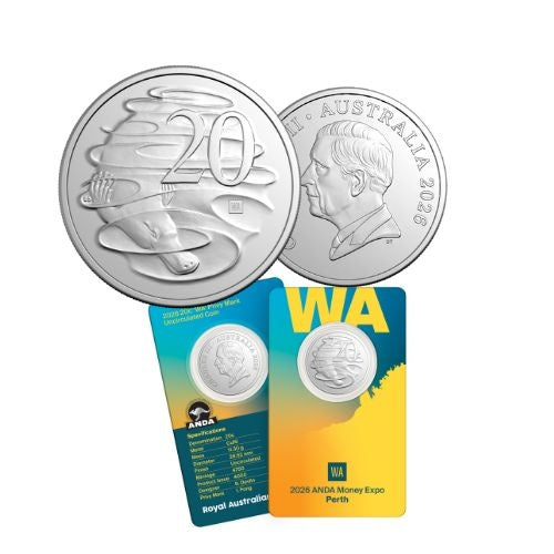 2026 Perth ANDA Money Expo ‘WA’ Privy Mark 20c Uncirculated Coin Card