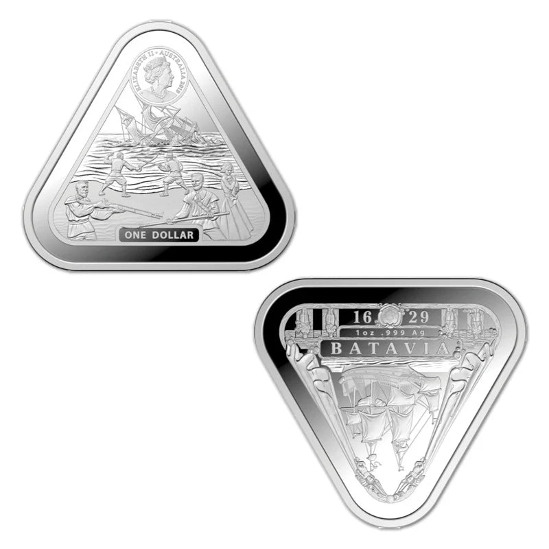 2019 1oz .999 Silver BU Triangular Coin - Australian Shipwreck Series - Batavia