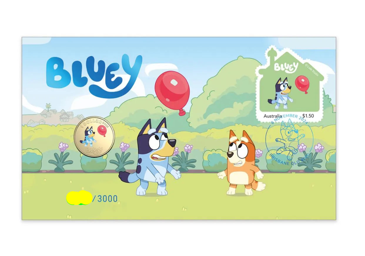 2024 Bluey $1 Dollar Limited Edition Australia Post Impressions Coloured Coin - PNC 1117/3000