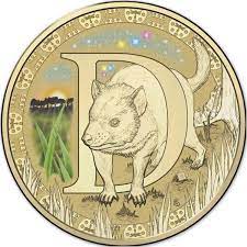 2015 Australia $1 One dollar coin 2015 ALPHABET Coloured Frosted D - TASMANIAN DEVIL