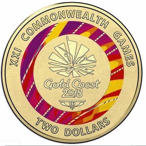 2018 $2 two dollar Gold Coast Commonwealth Games Australia RED - Circulated