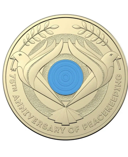 2022 $2 two dollar 75th Anniversary of Peacekeeping Coloured Coin - Uncirculated