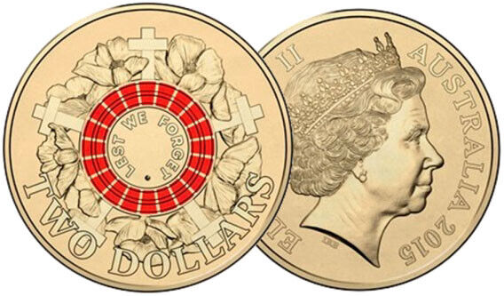 2015 $2 Lest We Forget War Graves Circulated Coin