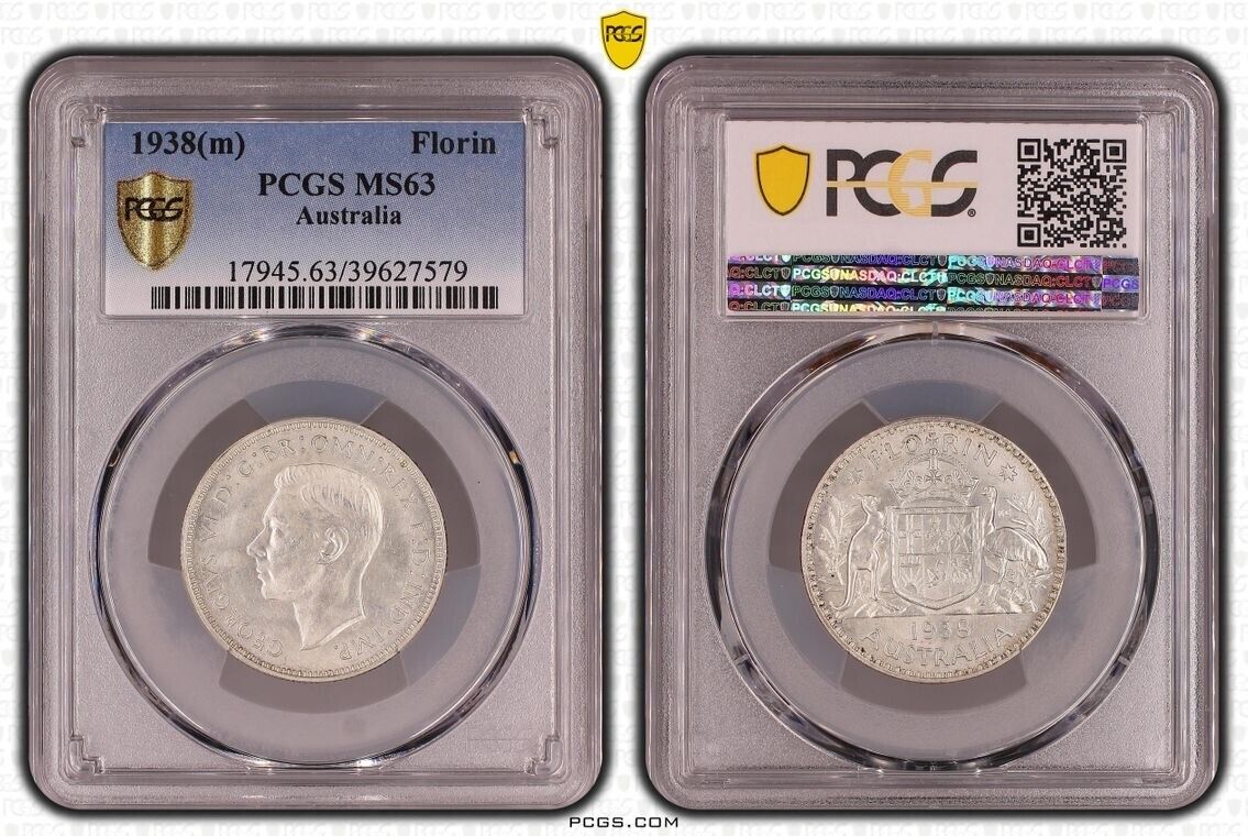 1938(m) PCGS Australian Florin MS63 pre-decimal sliver coin - UNCIRCULATED
