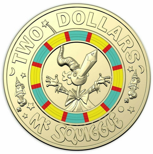 2019 Mr Squiggle $2 Two Dollar Coin - Circulated - Low Mintage