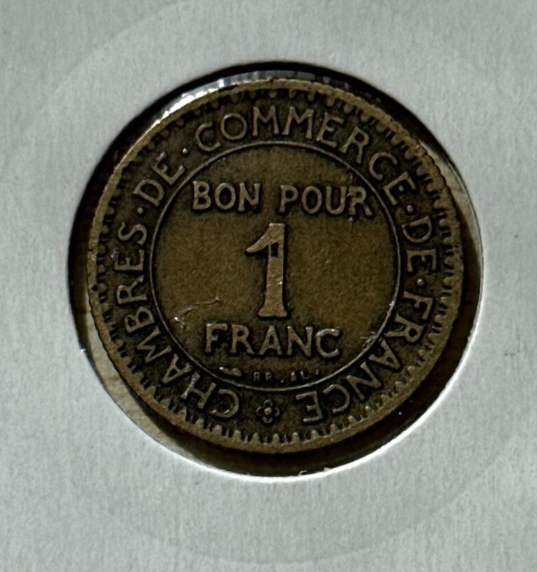 1922 France 1 Franc KM#876. Mercury Seated. Commerce-Industrie