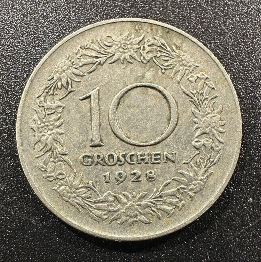 1928 Austria 10 Groschen 1928 Copper-Nickel KM#2838