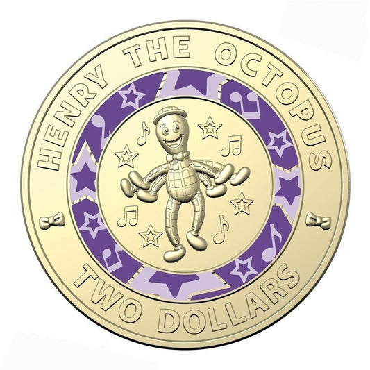 2021 $2 two dollar coin WIGGLES Henry the Octopus - Low mintage - CIRCULATED
