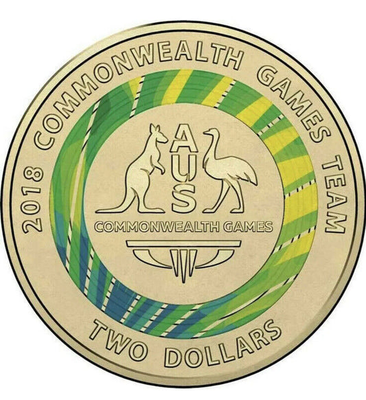 2018 $2 two dollar Gold Coast Commonwealth Games Australia GREEN - Circulated