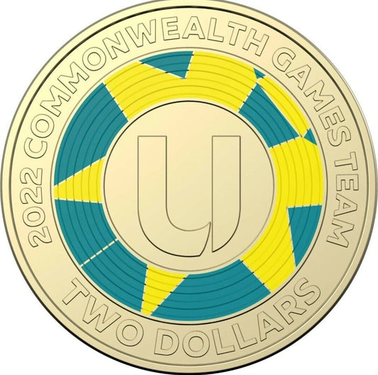 2022 $2 two dollar Commonwealth Games Letter U coin - Circulated