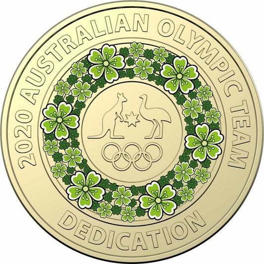 2020 $2 two dollar Tokyo Olympics Australia GREEN DEDICATION - Circulated