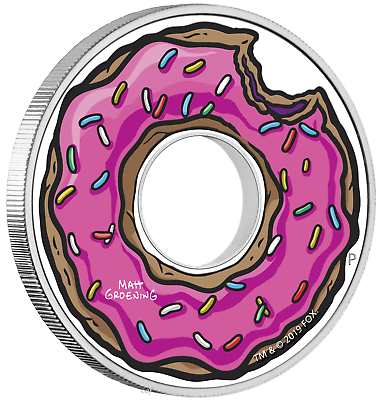 2019 The Simpsons - Donut 1oz Silver Proof Coin