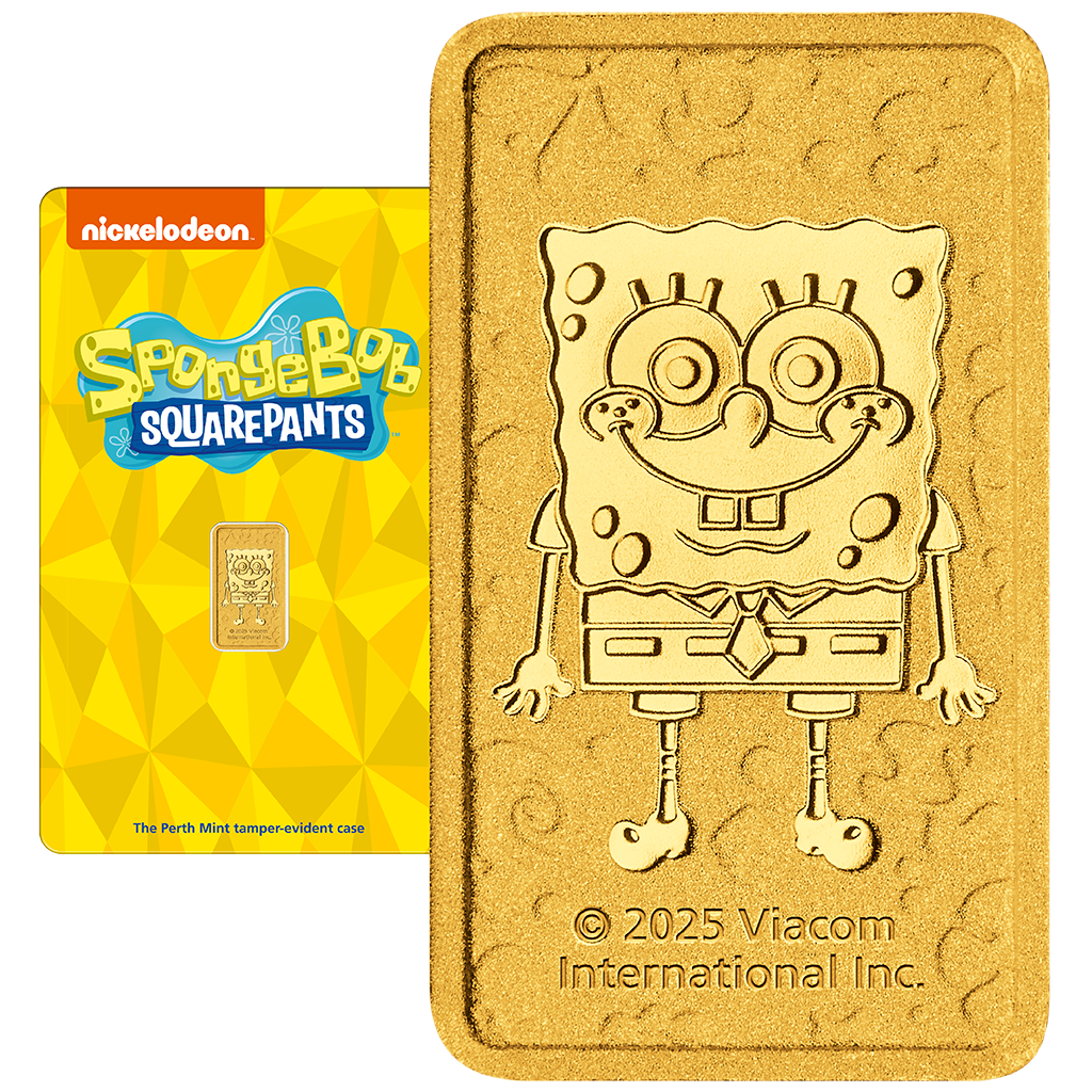 2025 SPONGEBOB SQUAREPANTS – 1g .9999 Gold Perth Mint Minted Bar