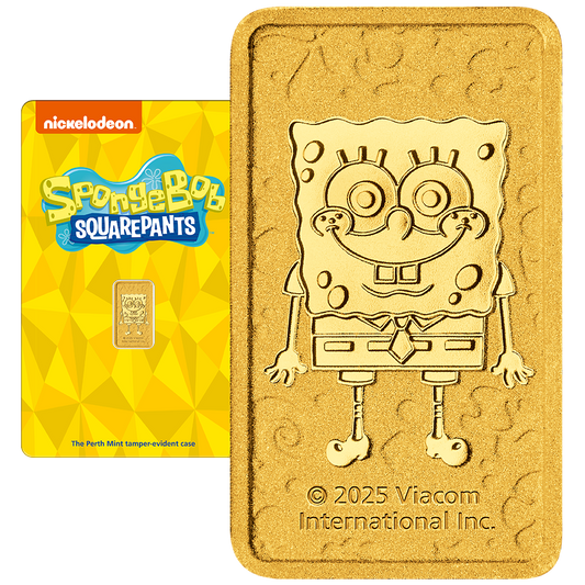2025 SPONGEBOB SQUAREPANTS – 1g .9999 Gold Perth Mint Minted Bar
