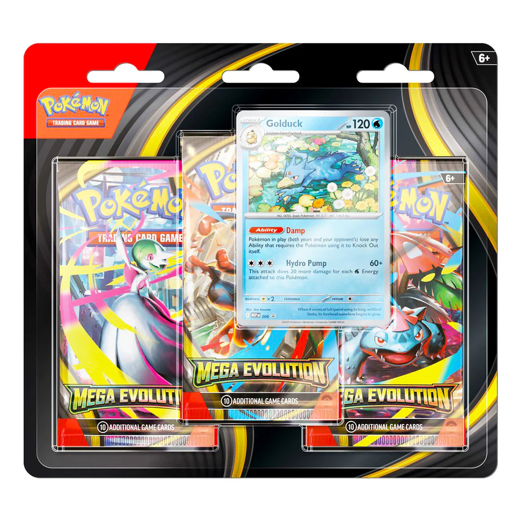 Pokemon TCG Mega Evolutions Three Pack Blister - Golduck