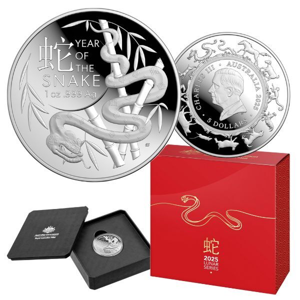 2025 Year of the Snake $5 1oz Silver Proof Domed Coin