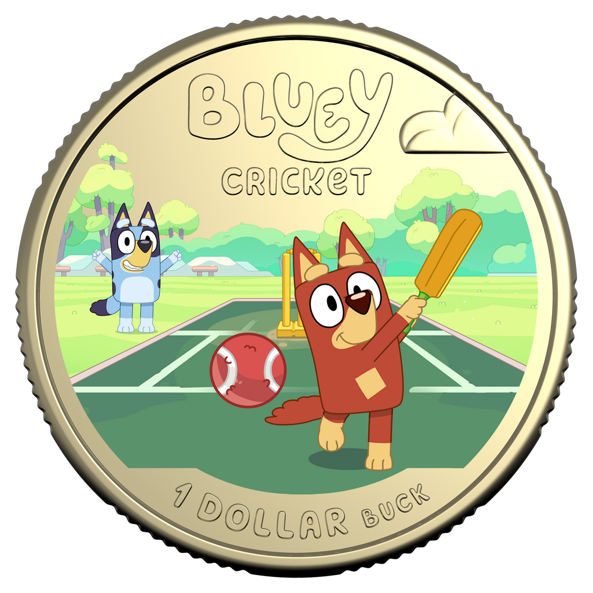 2027 $1 Bluey Cricket Coloured Uncirculated Coin in Card