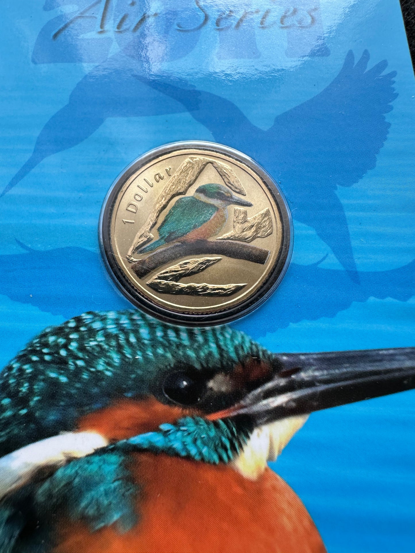 2011 $1 Air Series coloured coin - Sacred Kingfisher