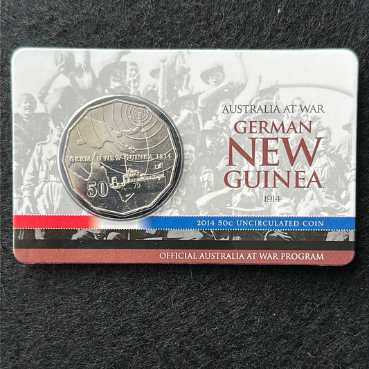 2014 50 cent Australians At War - German New Guinea Carded UNC