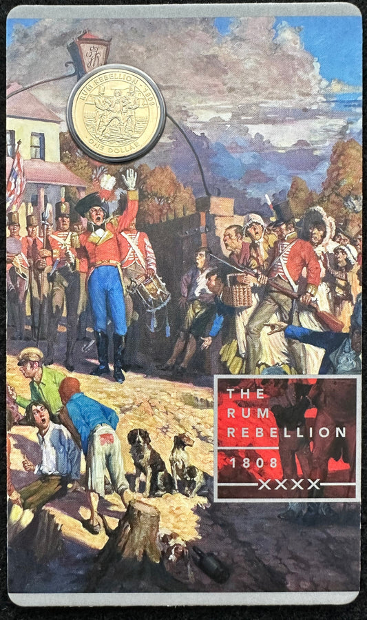 2019 $1 The Rum Rebellion 1808 coin on card
