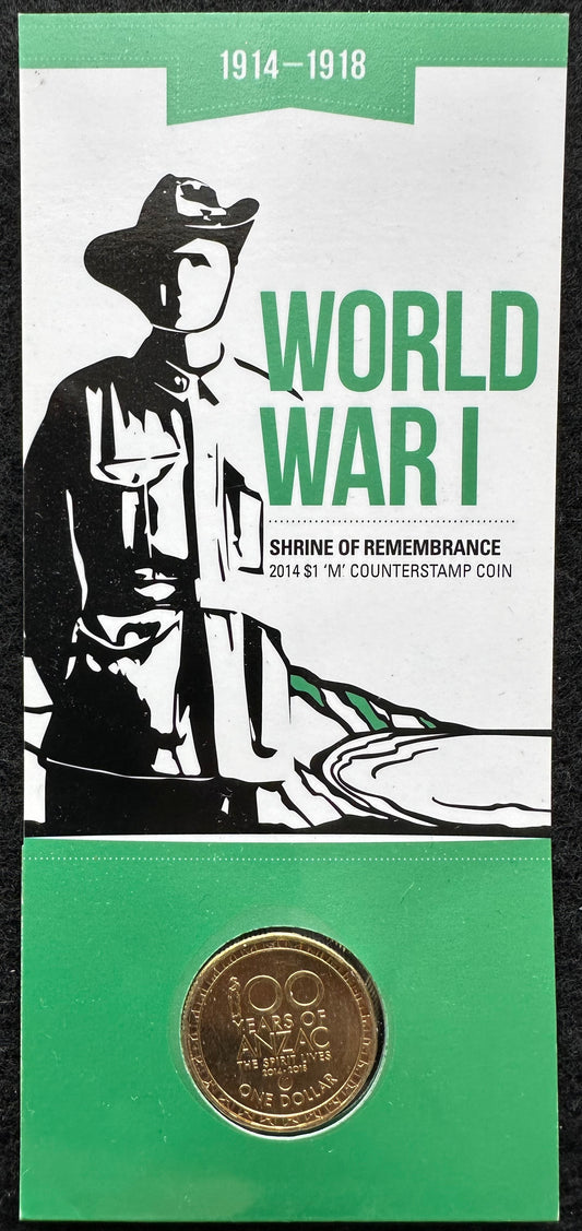 2014 $1 World War 1 Shrine of Remembrance M counterstamp