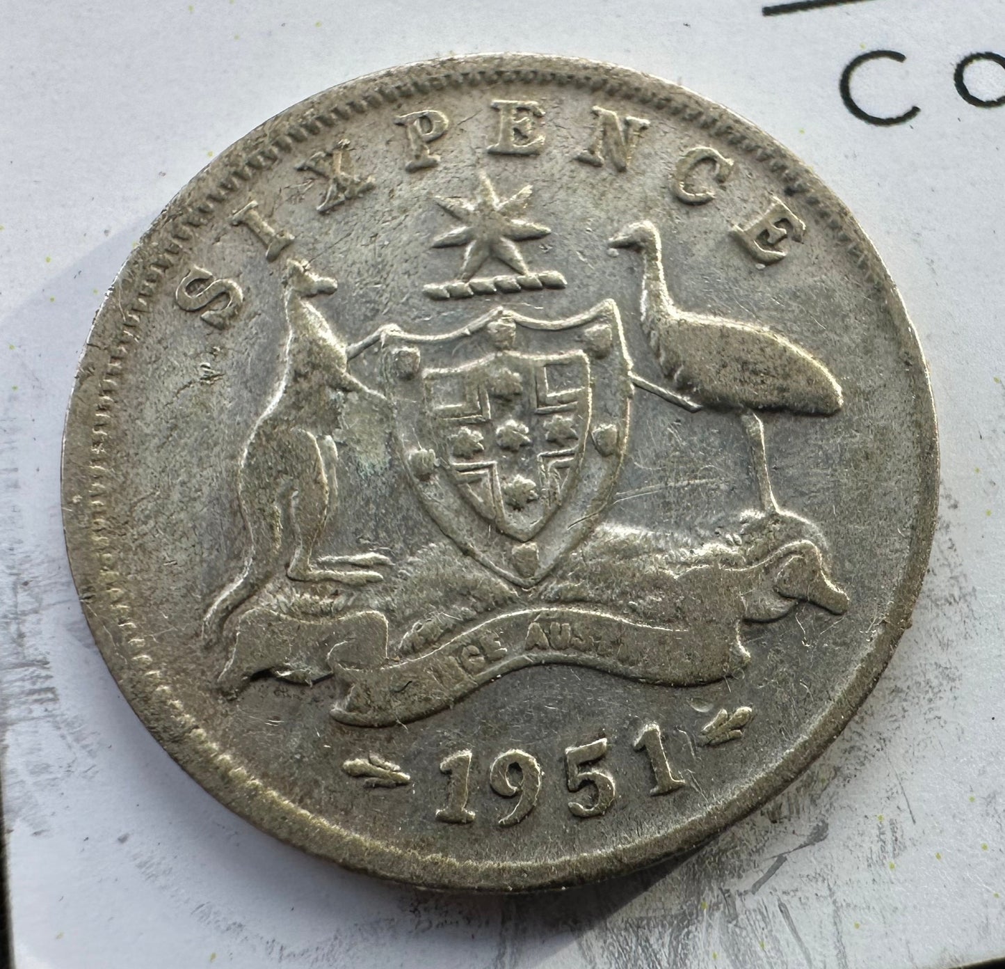 1951 Australian King George VI Sixpence Silver