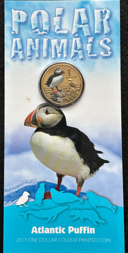 2013 $1 Polar Animals Series coloured coin - Atlantic Puffin