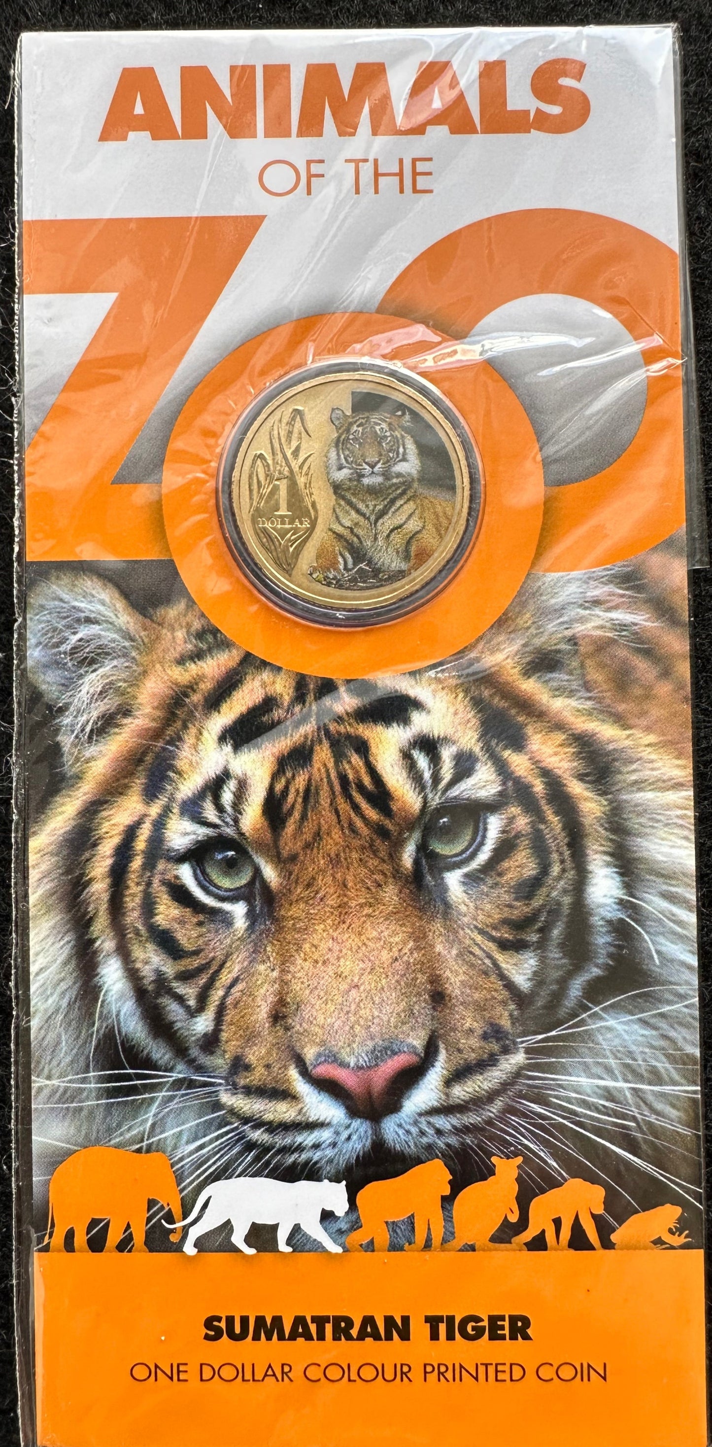 2012 $1 Animals of the Zoo Series coloured coin - Sumatran Tiger