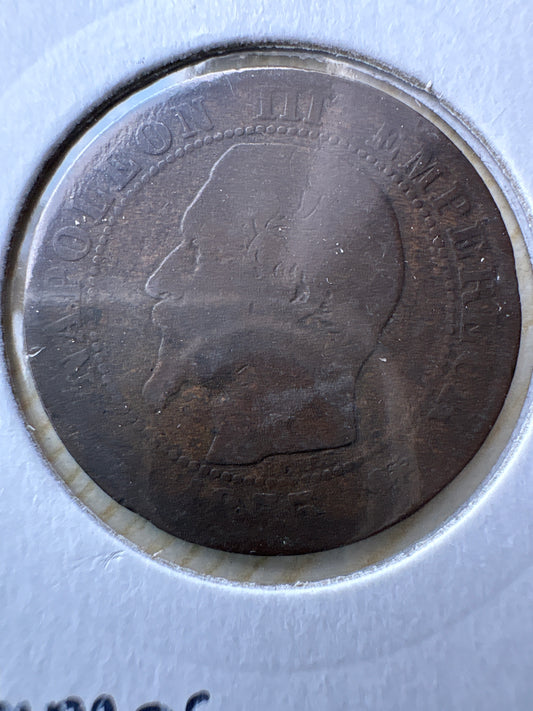 1855D France 5 Centimes Napoleon III KM# 777.4