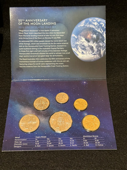 2019 Royal Australian Mint Moon Landing Uncirculated Six Coin Year