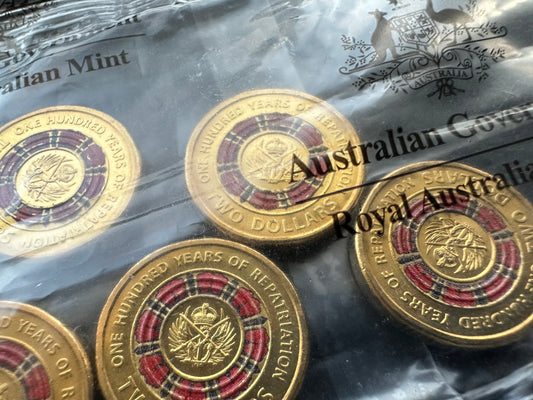 2019 $2 Centenary of Repatriation RAM 5 coin satchel bag
