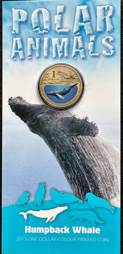 2013 $1 Polar Animals Series coloured coin - Humpback Whale