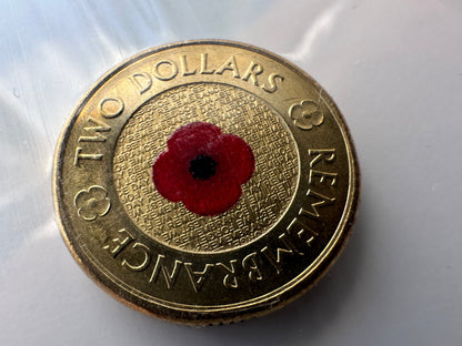 2012 $2 two dollar remembrance Red Poppy RSL UNC Coin Card