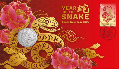 2025 Year of the Snake 50c Stamp and Coin Cover PNC