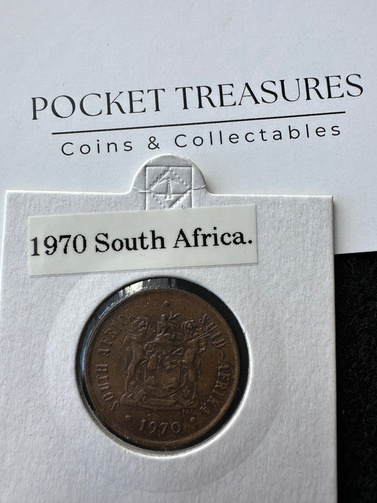 1970 South Africa two 2 cents KM#83