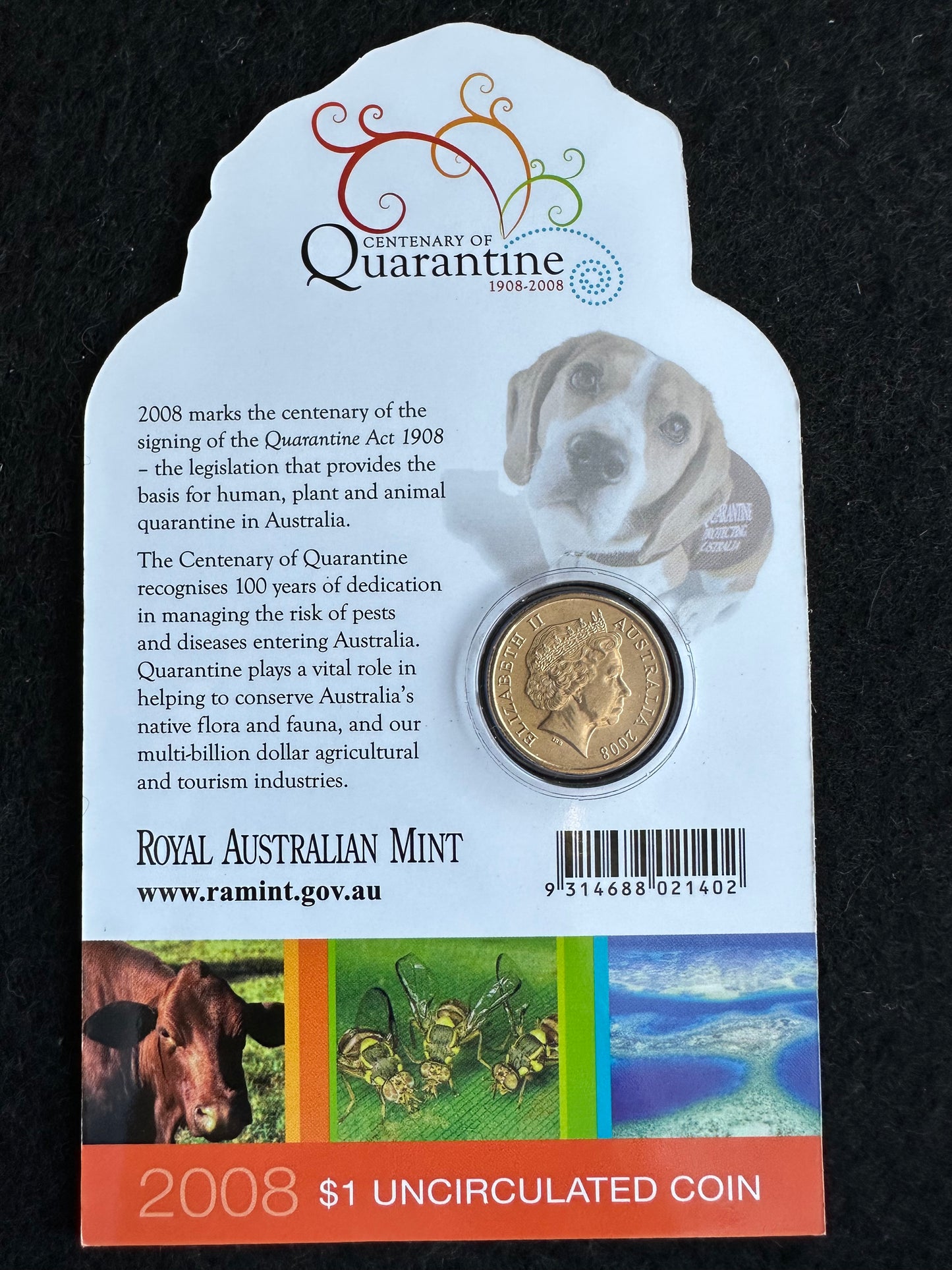 2008 $1 One Dollar Carded Coin 100 Years Quarantine