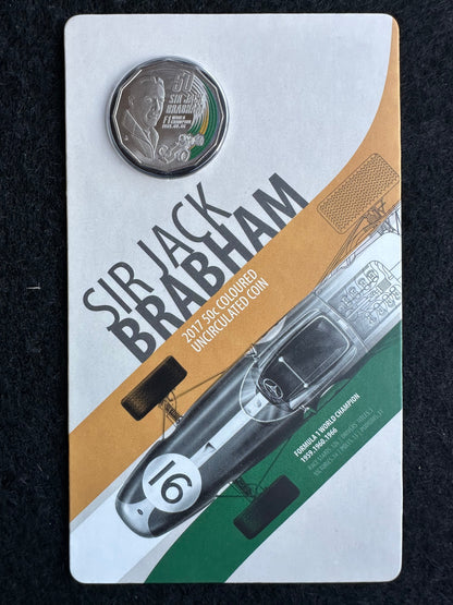 2017 50 cent Sir Jack Brabham Coloured Uncirculated Coin