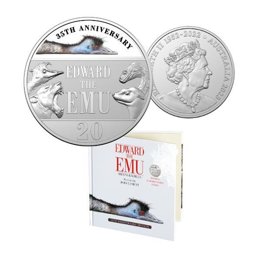 2023 Edward the Emu 35th Anniversary 20c Colour Uncirculated Coin and Special Edition Book
