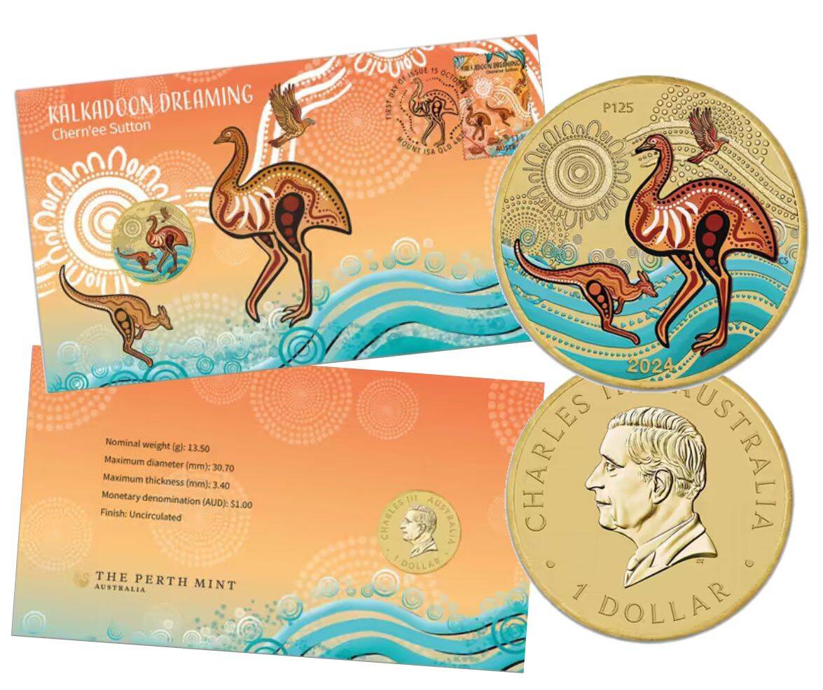 2024 Kalkadoon Dreaming $1 Coloured Coin Chern'ee Sutton PNC Australia Post