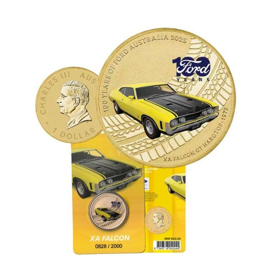 2025 $1 Ford Australia 100 Years XA Falcon GT Coloured Coin in Card