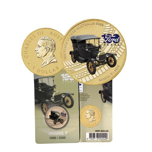 2025 $1 Ford Australia 100 Years Model T Coloured Coin in Card