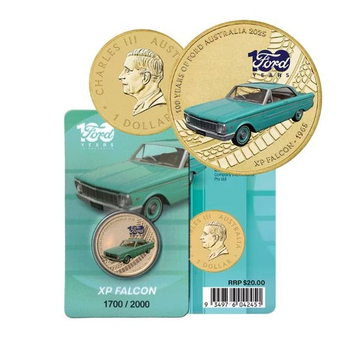 2025 $1 Ford Australia 100 Years XP Falcon Coloured Coin in Card