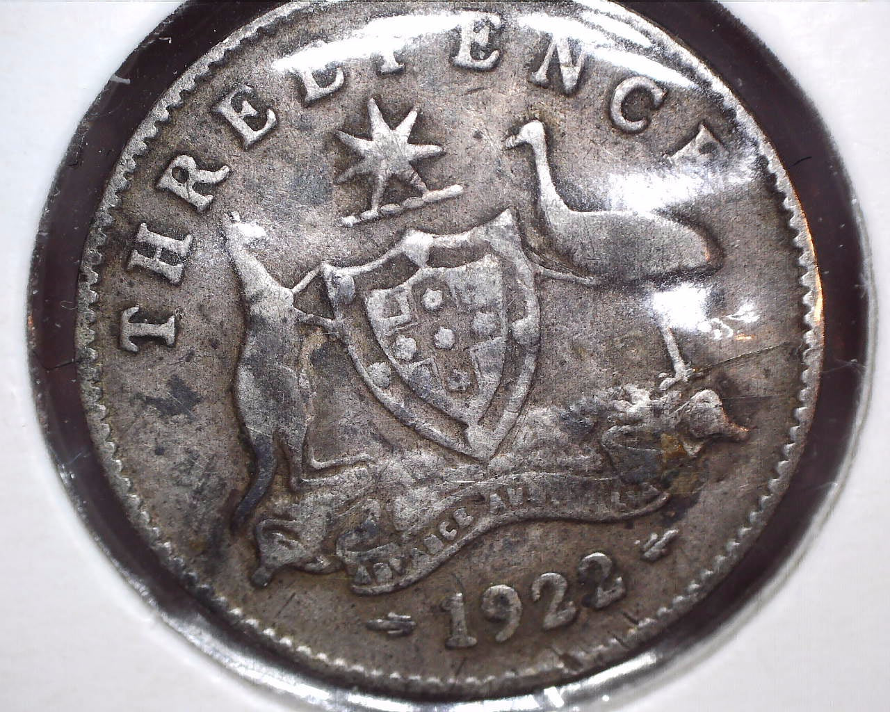 1922 Australian Three Pence - 92.5% Silver - Rotation Error