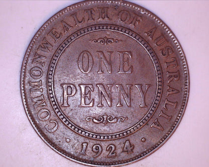 1924 Australian Penny Filled 4 Error