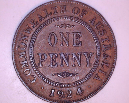 1924 Australian Penny Filled 4 Error