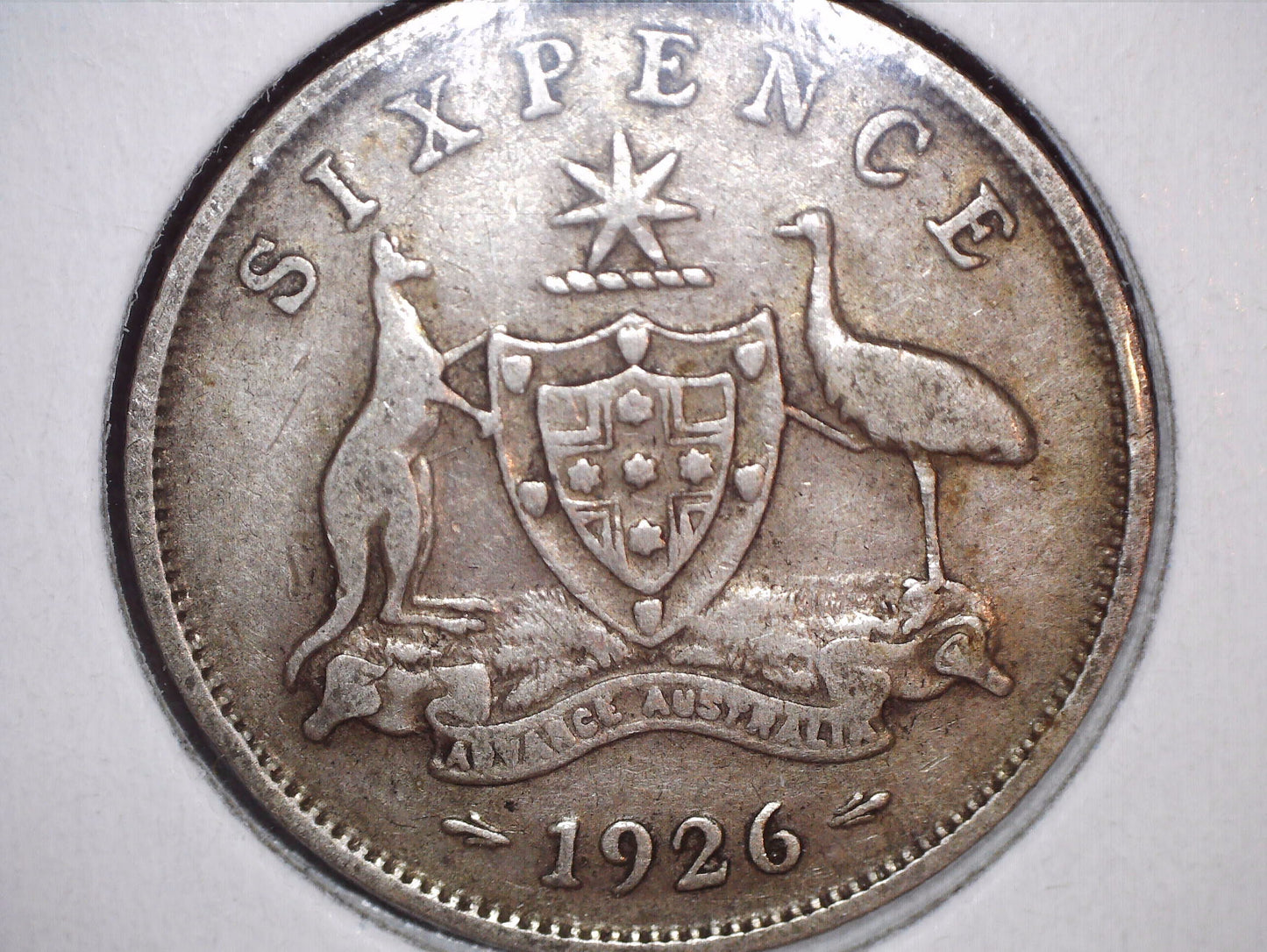 1926 Australian Six Pence - 92.5% Silver - Serif 2 Variety