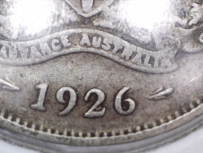 1926 Australian Six Pence - 92.5% Silver - Serif 2 Variety