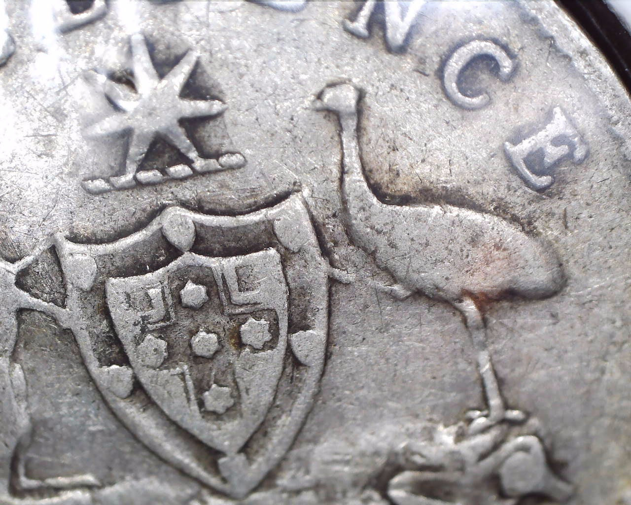 1927 Australian Three Pence - 92.5% Silver - Break in Emu Leg Error