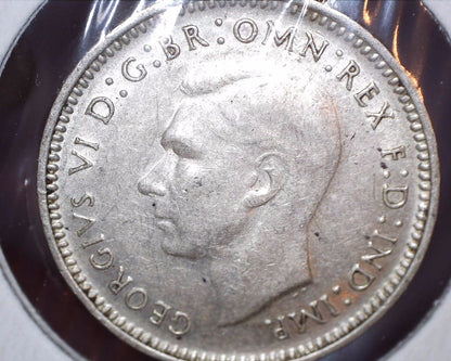 1943 D Australian Three Pence - 92.5% Silver - Die Crack Error