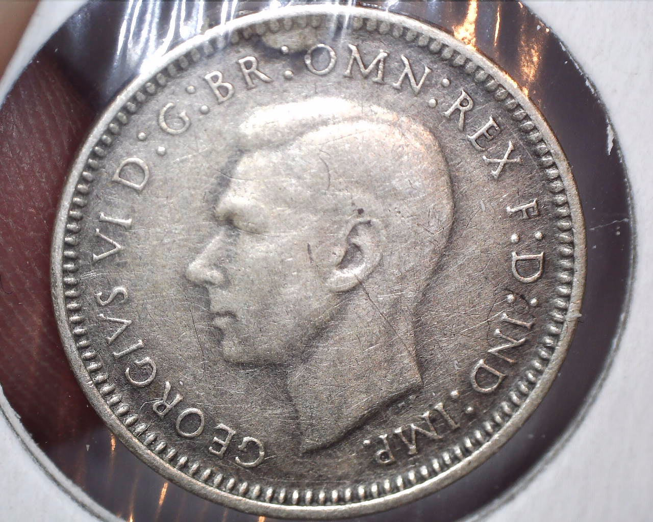 1943 D Australian Three Pence - 92.5% Silver - Die Crack Error